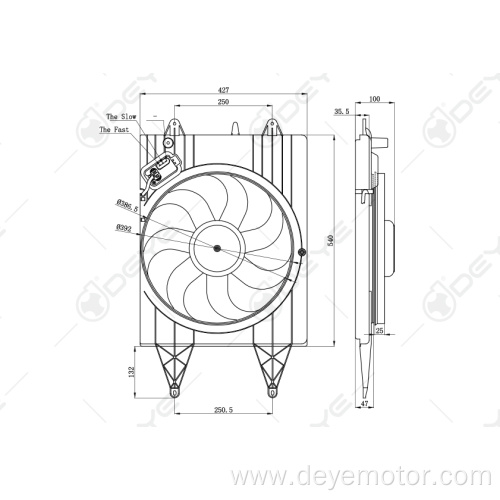 12v Dc radiator cooling fan for VW GOLF